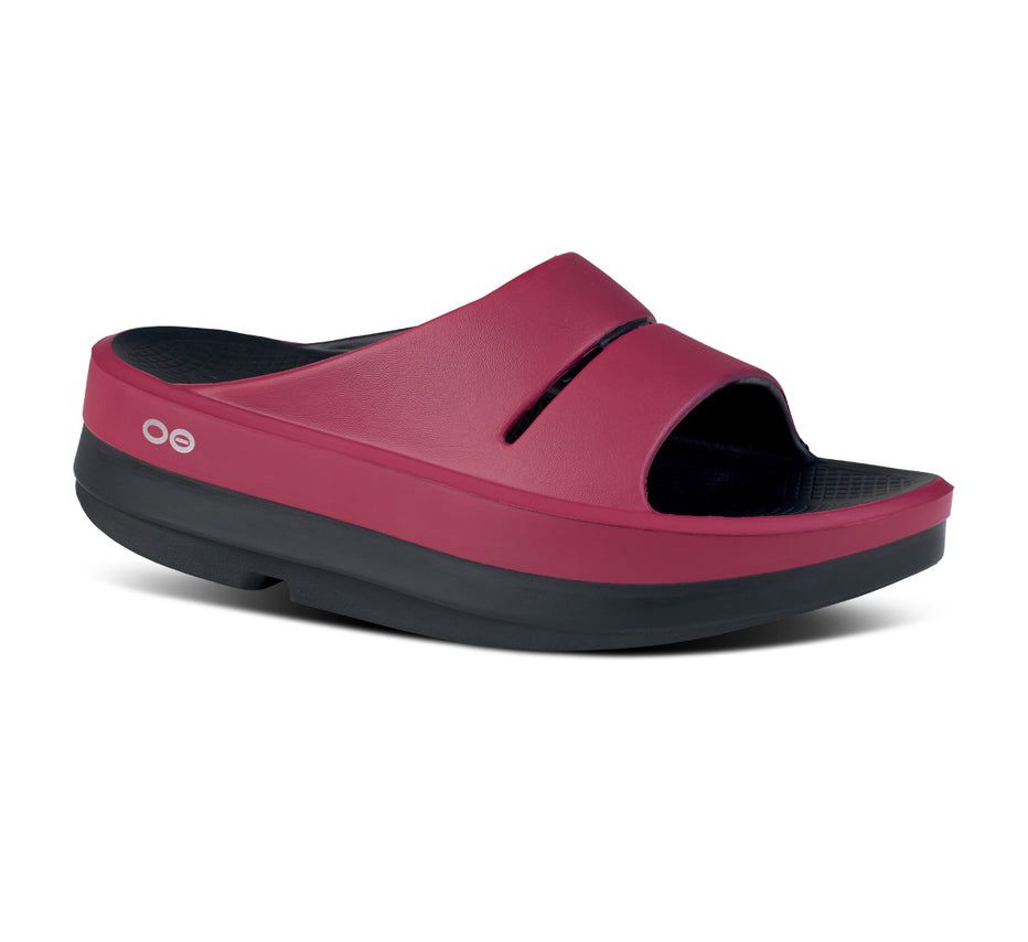 Oofos Women's Oomega Ooahh Stacked - Slide Burgundy ( VEJDQ-1628 )